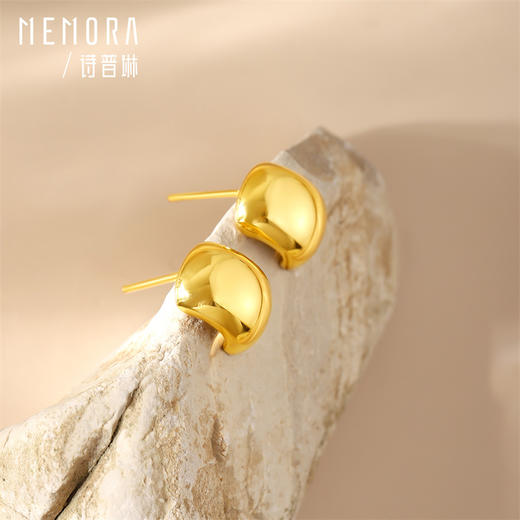 【积分抵值】高光系列黄金豌豆耳饰 足金耳钉简约黄金耳环女士礼物MEMORA诗普琳LE446201 商品图3