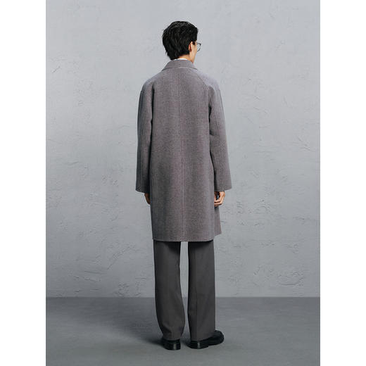 GXG男装 灰色格纹简约通勤长款大衣 24冬热卖灰色格纹简约通勤长款大衣G24X264029 商品图4