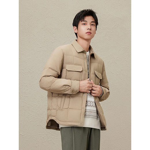 GXG男装  冬季热卖GXG休闲简约保暖轻薄衬衫式夹克羽绒服外套男鸭绒 商品图3