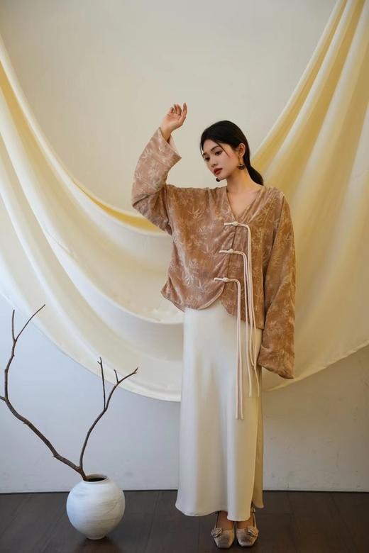 Le Malene 米白色优雅缎面高腰半裙 19651 商品图1