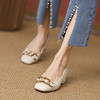 品质好货|Safiya/索菲娅2025春夏优雅通勤圆头锁链金属低跟浅口单鞋SF32115706 商品缩略图2
