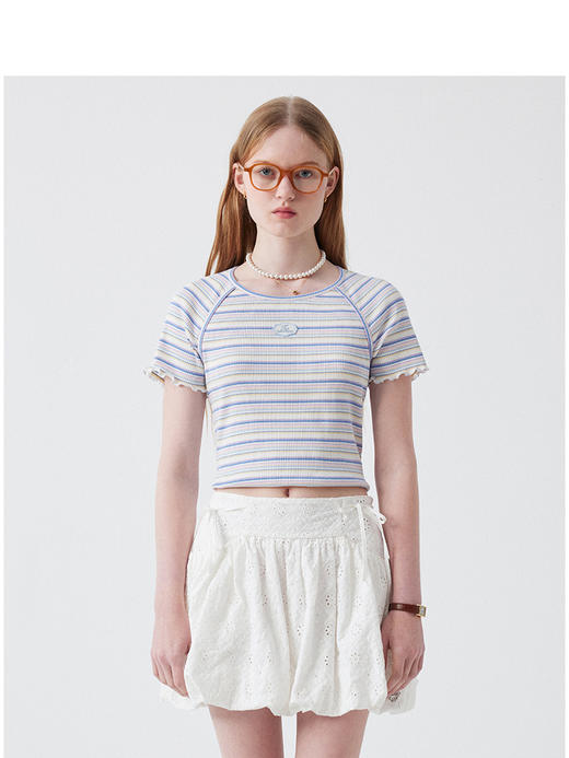 Teenie Weenie小熊条纹T恤女夏季女t恤TTRS252411T 商品图3