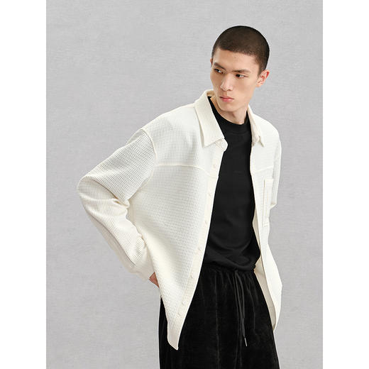 GXG男装 双色肌理感翻领长袖衬衫24年冬季热卖G24X034048 商品图2