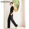 oldcolour夏季新款黑色撞色松紧腰阔腿简约休闲长裤女Q210704A1 商品缩略图2
