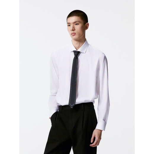 GXG男装 多色通勤基础免烫翻领长袖衬衫24年秋季热卖G24X033034 商品图3