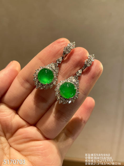 玻璃种阳艳绿蛋面套装【5170703】具体价格微信咨询 商品图0