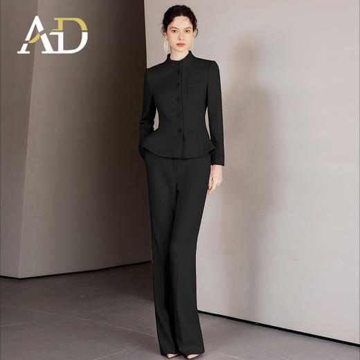 AD公务员国考面试西装套装女秋冬厚款羊毛呢子职业装高端黑色正装 商品图2