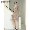 oldcolour夏季新款优雅气质高腰A字短袖碎花连衣裙女Q241005A1 商品缩略图2