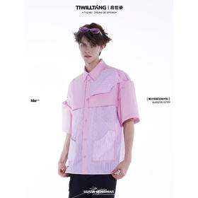启世录TIWILLTANG“复卸冷凝”夏季复片脱卸短袖衬衫男