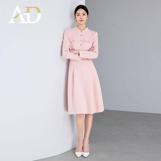 AD秋冬羊毛呢子连衣裙女时尚通勤加厚职业裙子气质粉色名媛西装裙 商品图0