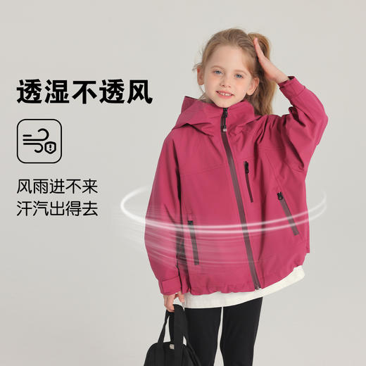 童装外套2025春季上市儿童防风纯色外套拉链款女童三防外套 商品图2