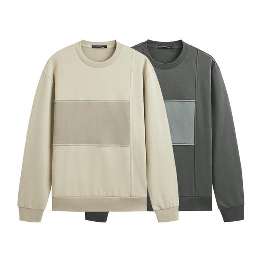 GXG男装  秋季热卖GXG男士撞色拼接不对称潮流圆领卫衣男时尚卫衣 商品图4