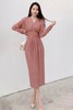 SIA SAYLOR 高端粉色V领收腰连衣裙 19881 商品缩略图0