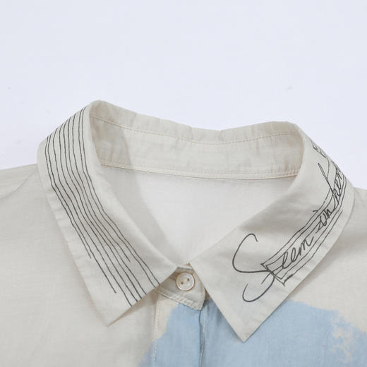 谜底衬衫短袖女2025夏季新品复古风通勤宽松H型中长衬衣252MC0557 商品图3