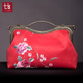 TL-0698民族风手提丝绸刺绣包斜跨两用手工刺绣包民族风晚会手提包