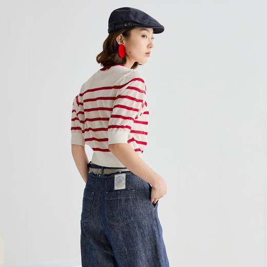 谜底针织衫短袖女2025夏季新品复古文艺宽松T型短毛衣252MZ0883 商品图2