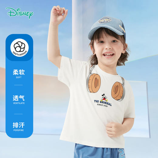 【5A抑菌纯棉T恤】迪士尼25夏季新款男女潮流米奇印花透气休闲短袖ZD2ES037* 商品图0