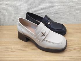 豪行春季新款24112505真皮时尚休闲中跟女鞋单鞋皮鞋