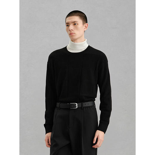 GXG男装黑色低领毛衣男士通勤打底衫 24年冬G24X204045 商品图4