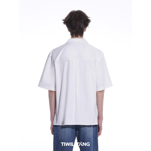 启世录TIWILLTANG“季夏海”工字褶短袖衬衫夏季春衬衫高级感衬衣 商品图1