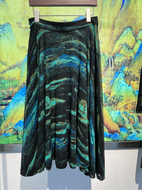 石绿色半裙HJ2B08《千里江山图》