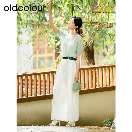 oldcolour夏季新款白色简约气质百搭阔腿宽松牛仔裤女Q211102A1 商品图2