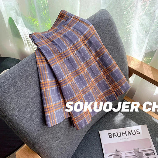 【半身裙短裙女】夏大码a字韩版高腰百褶裙 学生网球裙格子jk制服裙子 商品图3