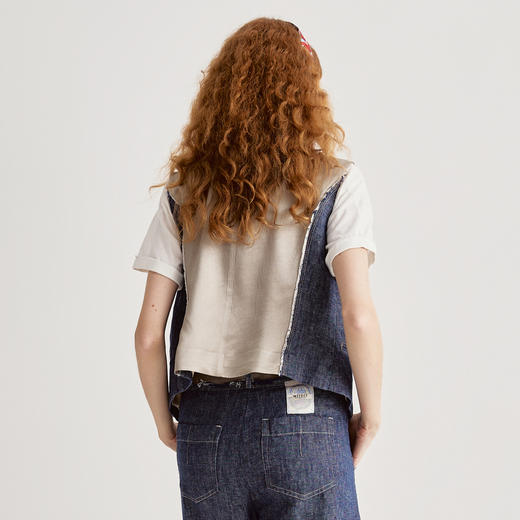 谜底牛仔马夹无袖女2025夏季新品复古风合身X型短马甲252MM0560 商品图2