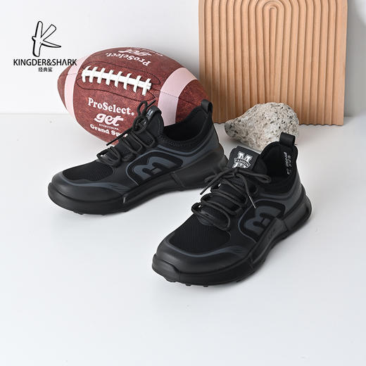 经典鲨2025年春季新品百搭黑色男士平底系带透气舒适休闲鞋KW10-513021 商品图1