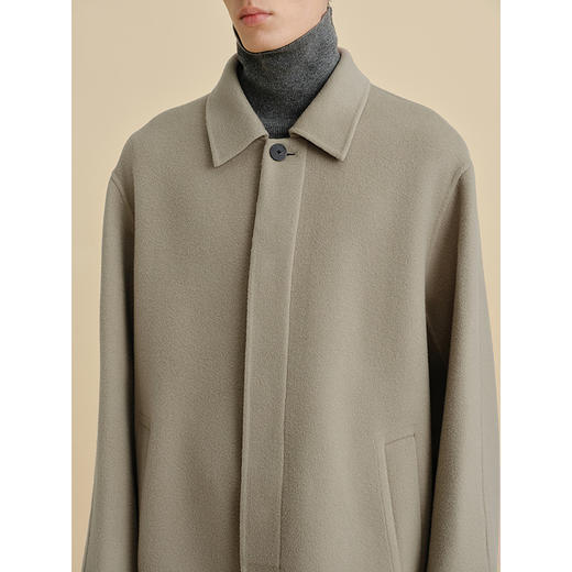 GXG男装 浅绿色含山羊绒通勤长款大衣24冬热卖G24X264005 商品图4