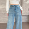 浅色阔腿牛仔裤春秋季宽松显瘦高腰直筒裤S25L8063 商品缩略图1