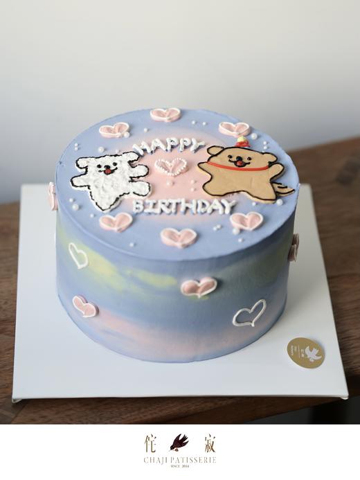 【客定】爱心线条小狗蛋糕0072 商品图3