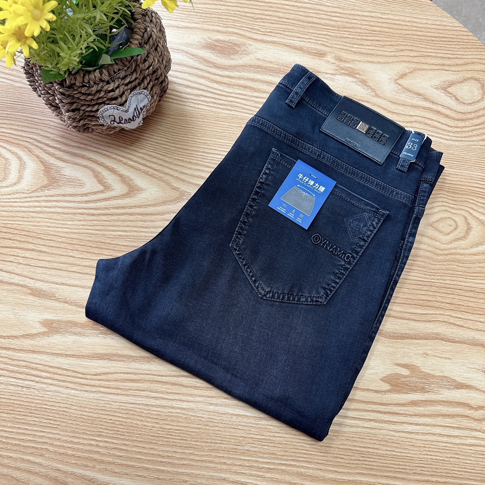 男士牛仔裤纯色舒适休闲修身直筒中腰男裤长裤  YMXZ-8156-1*