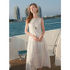 三彩2025夏季新款刺绣小白裙一字领无袖连衣裙浪漫长裙度假M 商品缩略图2