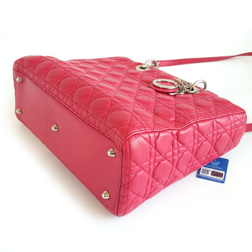 【95新】Dior迪奥Lady Dior手袋玫红色银扣七格戴妃包手提单肩包女士现售价：5500！050325AI25 商品图6