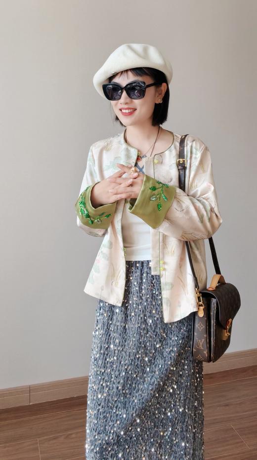 春新品原创重工串珠刺绣提花江南画艺外套 商品图0