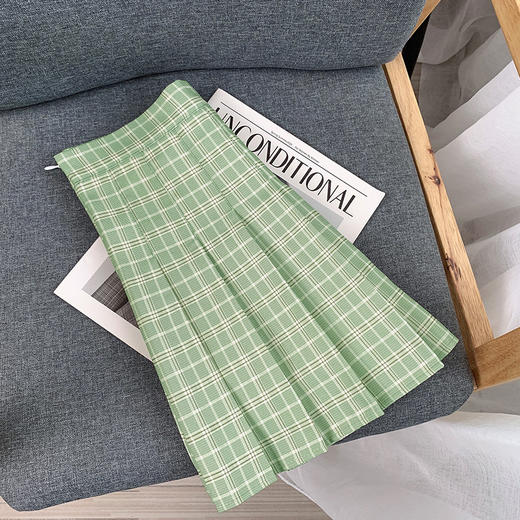 【半身裙短裙女】夏大码a字韩版高腰百褶裙 学生网球裙格子jk制服裙子 商品图10