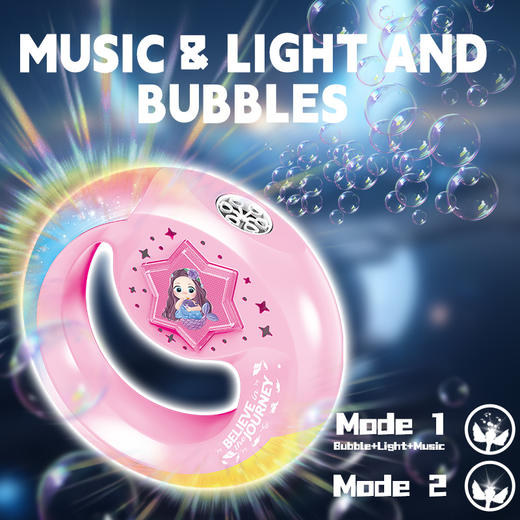 2025新款聚辉美人鱼发光手环七彩灯光泡泡机全自动女孩玩具 商品图2