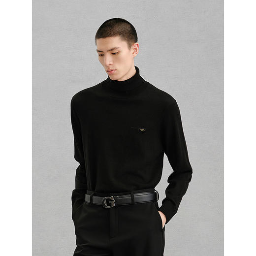 GXG男装 高领精致绣花毛衫男通勤毛衣 24年冬季热卖毛衫G24X104003 商品图3