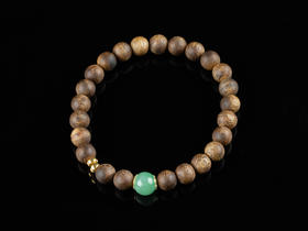 XY0111沉香翡翠18K金隔珠手串