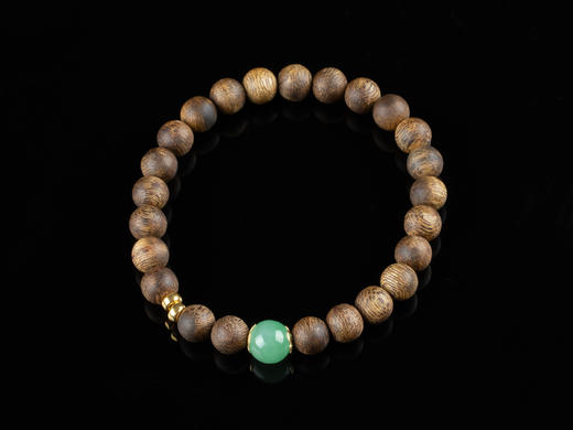 XY0111沉香翡翠18K金隔珠手串 商品图0