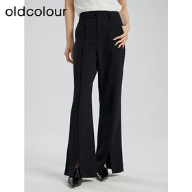 oldcolour夏季新款黑色简约气质高级感百搭长款微喇裤女Q210703A1