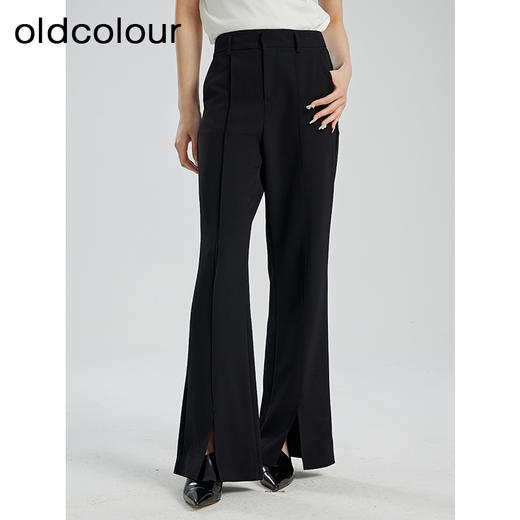 oldcolour夏季新款黑色简约气质高级感百搭长款微喇裤女Q210703A1 商品图0