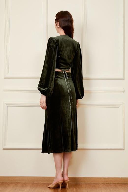 ELLA JADE 高端橄榄绿丝绒上衣半裙套装 19867 商品图3