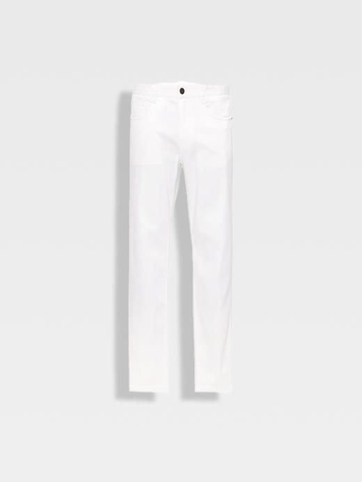 callisto白色弹力棉混纺牛仔裤 商品图0