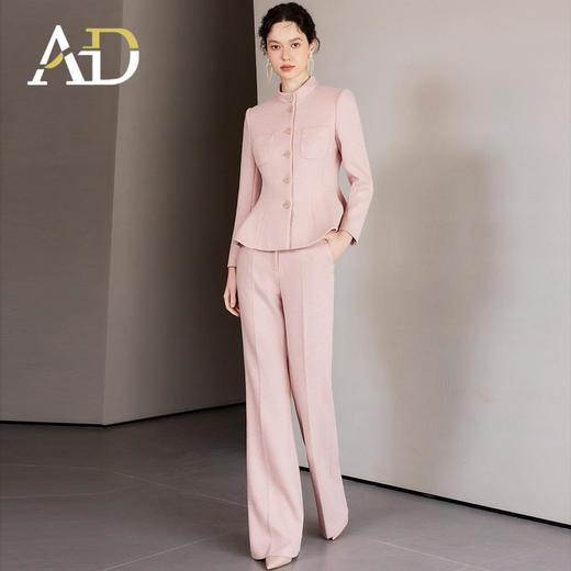 AD春季职业装气质女神范西装套装女高端粉色羊毛呢子西服两件套裤 商品图0