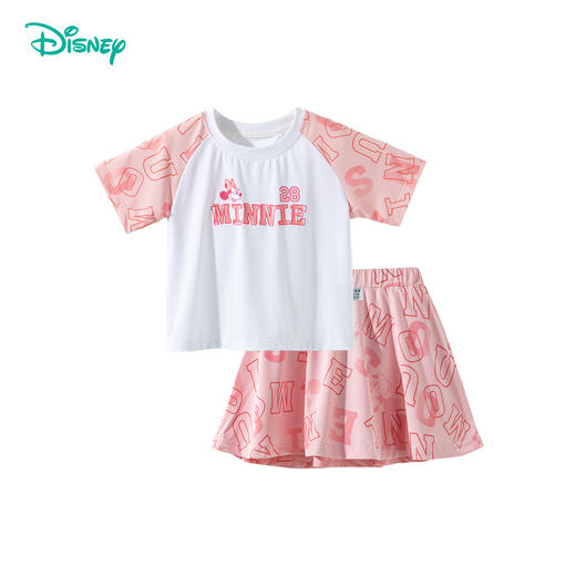 迪士尼宝宝女童短袖短裙套装时尚休闲透气卡通短袖套装夏季新款ZD2ET015 商品图4