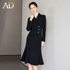AD黑色鱼尾连衣裙赫本风高级感2024新款女春季性感裙子职业西装裙 商品缩略图2