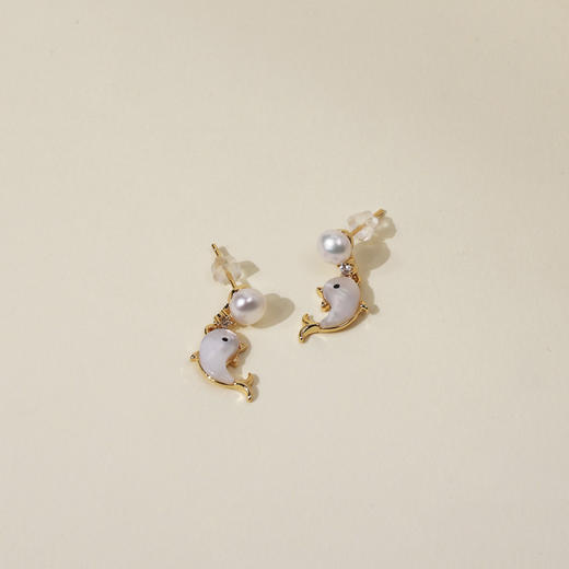 小海豚珍珠耳坠 商品图2