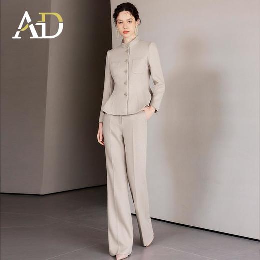 AD冬季加厚毛呢西装套装女士职业装浅色正装高端公务员教师工作服 商品图2